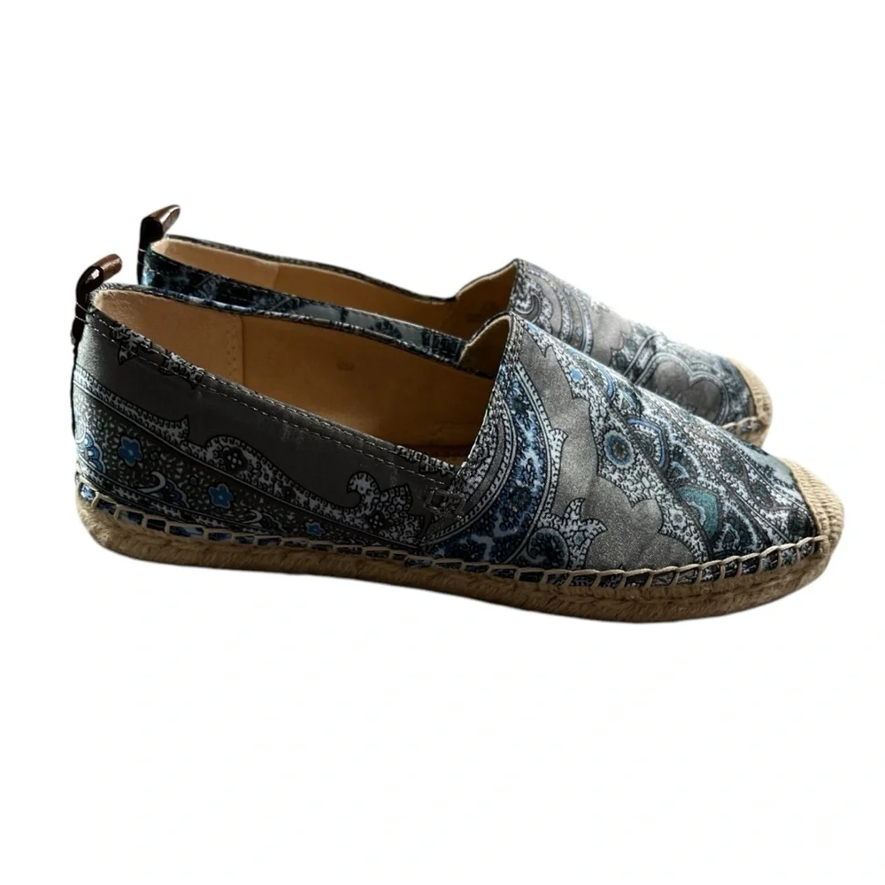 Sam Edelman Khloe Blue Paisley Print Round Toe Espadrille Slip On Shoes Sz 7.5M‎
